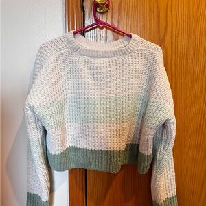 Altar'd State Cream and Green Knit Sweater